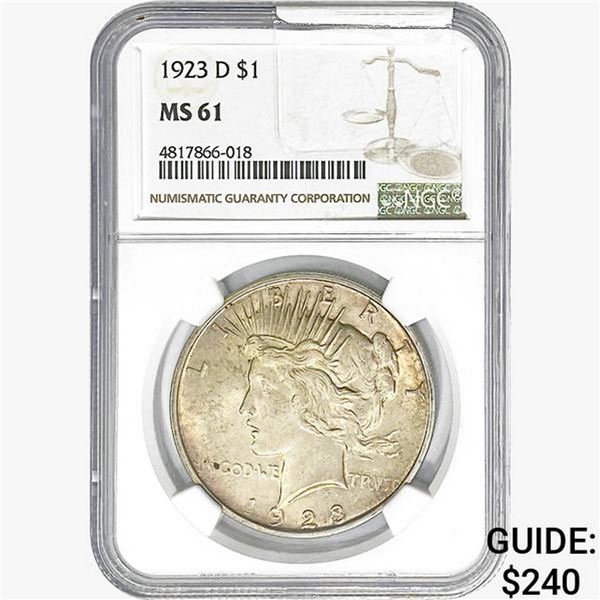 1923-D Silver Peace Dollar NGC MS61