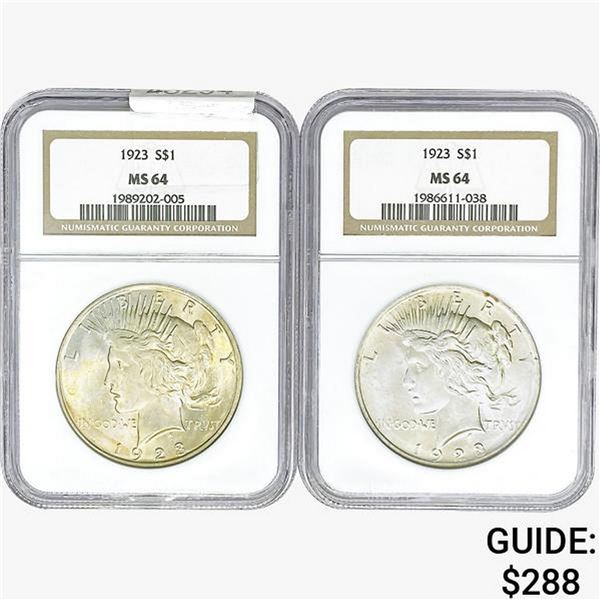 [2] 1923 Silver Peace Dollar NGC MS64