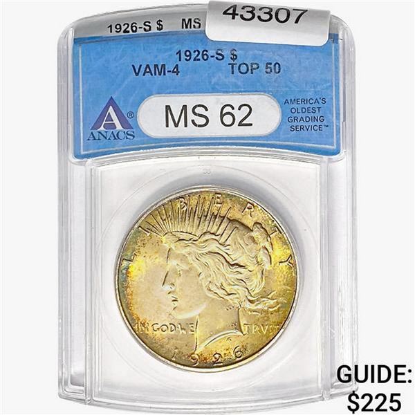 1926-S Silver Peace Dollar ANACS MS62