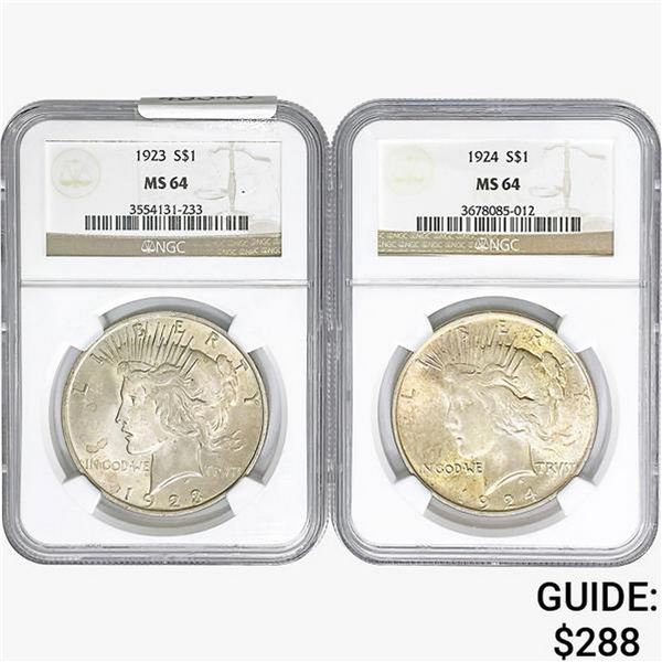 [2] 1923-1924 Silver Peace Dollar NGC MS64