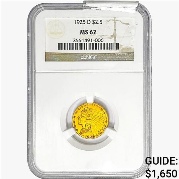 1925-D $2.50 Gold Quarter Eagle NGC MS62