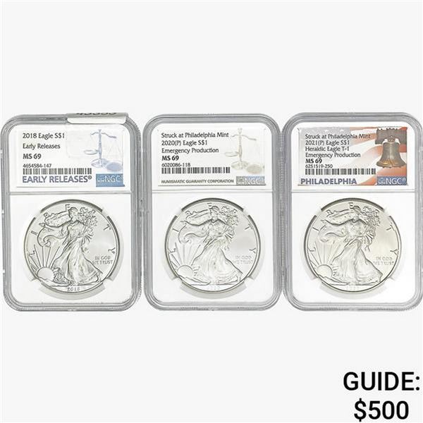 [3] 2018-2021 Silver Eagle NGC MS69