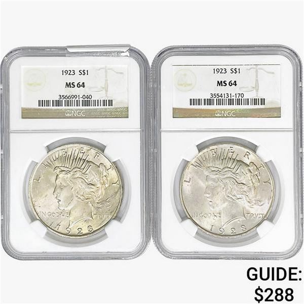 [2] 1923 Silver Peace Dollar NGC MS64
