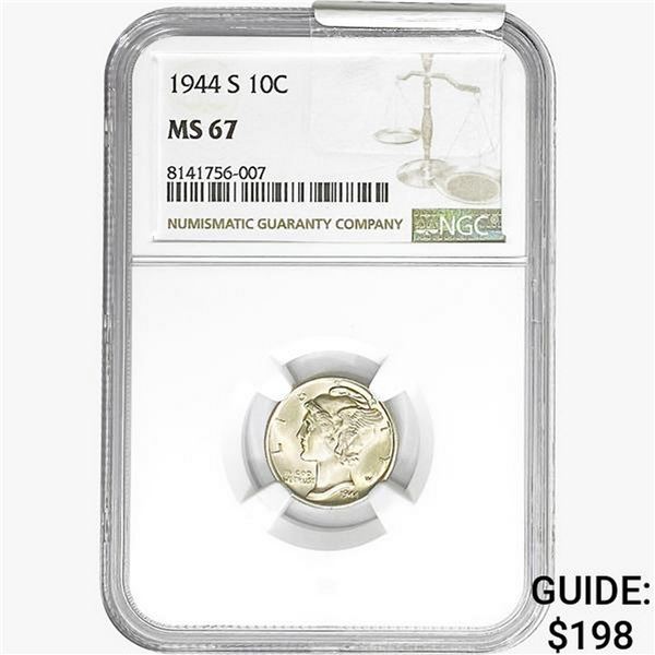 1944 Mercury Silver Dime NGC MS67