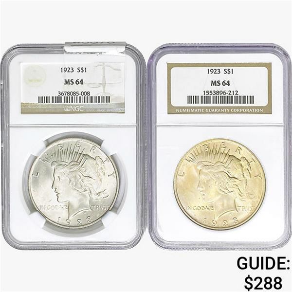 [2] 1923 Silver Peace Dollar NGC MS64