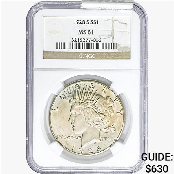 1928-S Silver Peace Dollar NGC MS61