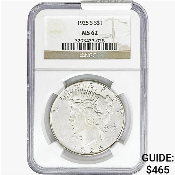 1925-S Silver Peace Dollar NGC MS62