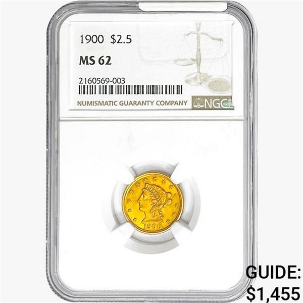 1900 $2.50 Gold Quarter Eagle NGC MS62