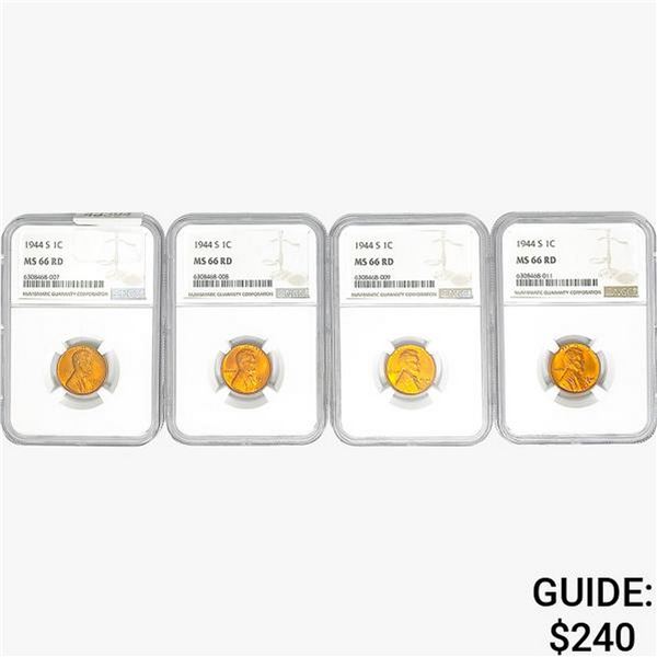[4]1944-S Wheat Cent NGC MS66 RD