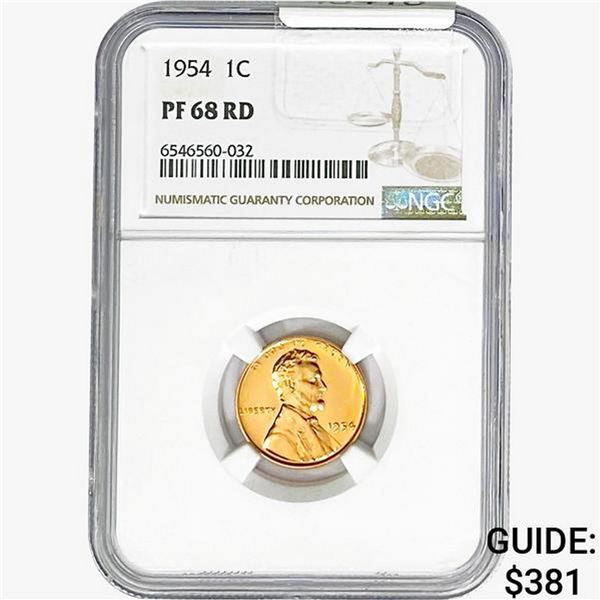 1954 Wheat Cent NGC PF68 RD
