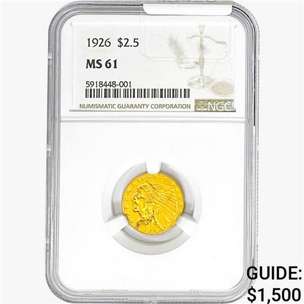 1926 $2.50 Gold Quarter Eagle NGC MS61