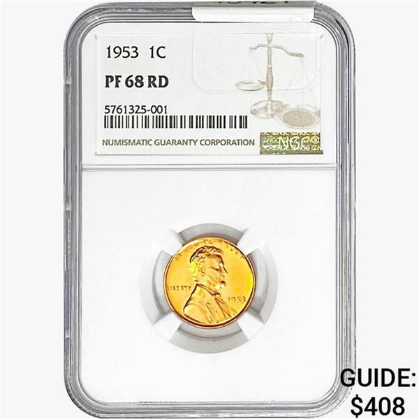 1953 Wheat Cent NGC PF68 RD
