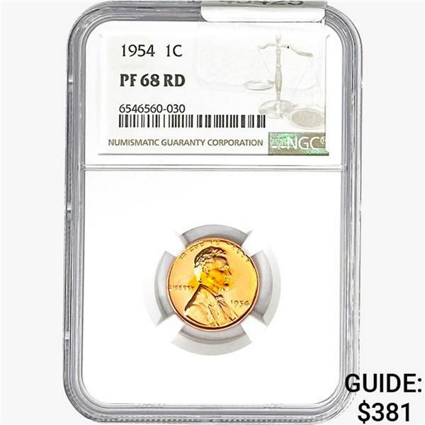 1954 Wheat Cent NGC PF68 RD