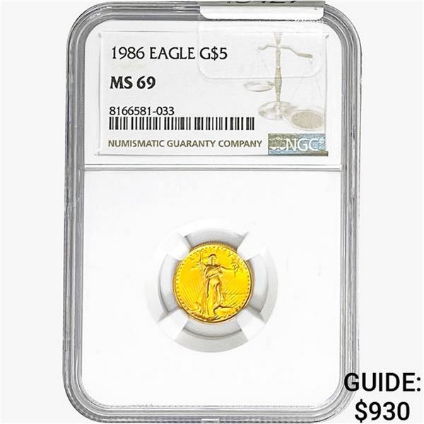1986 1/10oz $5 AGE NGC MS69