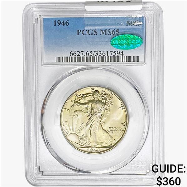 1946 CAC Walking Liberty Half Dollar PCGS MS65
