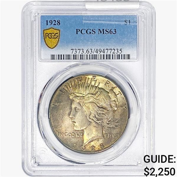 1928 Silver Peace Dollar PCGS MS63