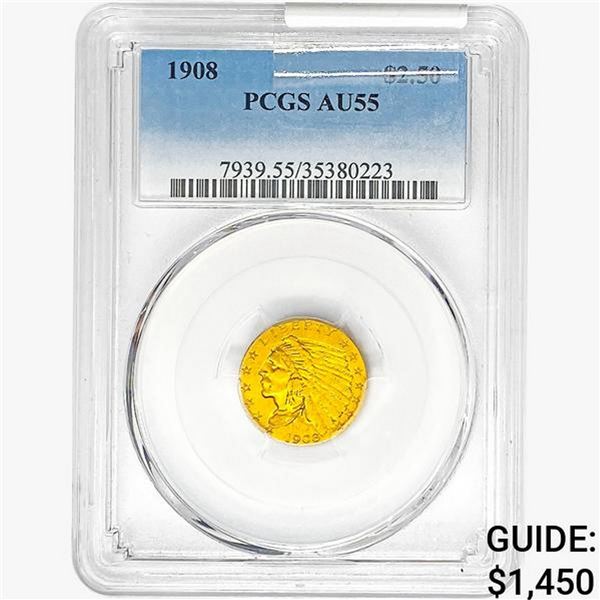 1908 $2.50 Gold Quarter Eagle PCGS AU55