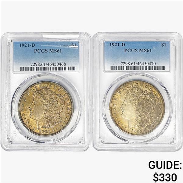[2]1921-D Morgan Silver Dollar PCGS MS61