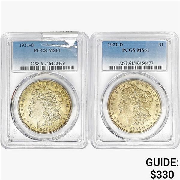 [2]1921-D Morgan Silver Dollar PCGS MS61