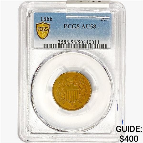 1886 Two Cent Piece PCGS AU58