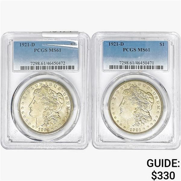 [2]1921-D Morgan Silver Dollar PCGS MS61