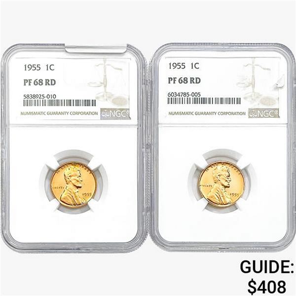 [2]1955 Wheat Cent NGC PF68 RD