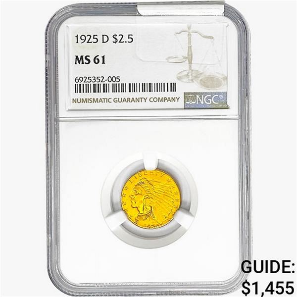 1925-D $2.50 Gold Quarter Eagle NGC MS61