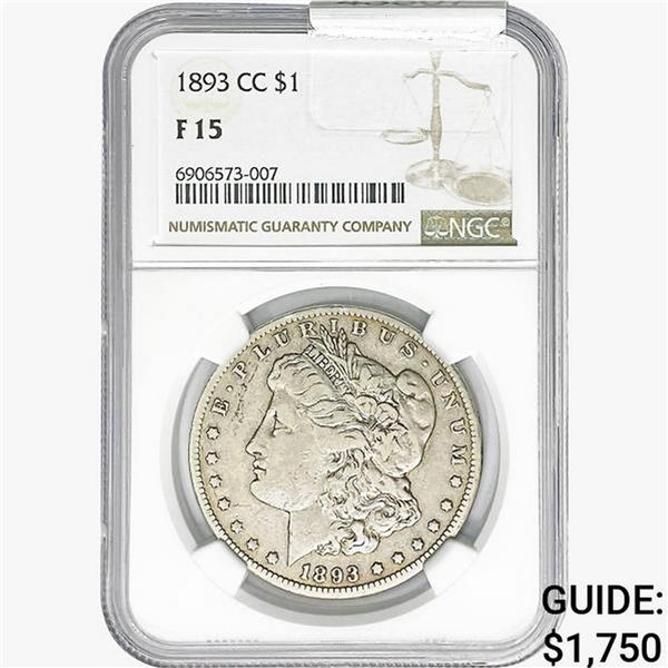 1893-CC Morgan Silver Dollar NGC F15