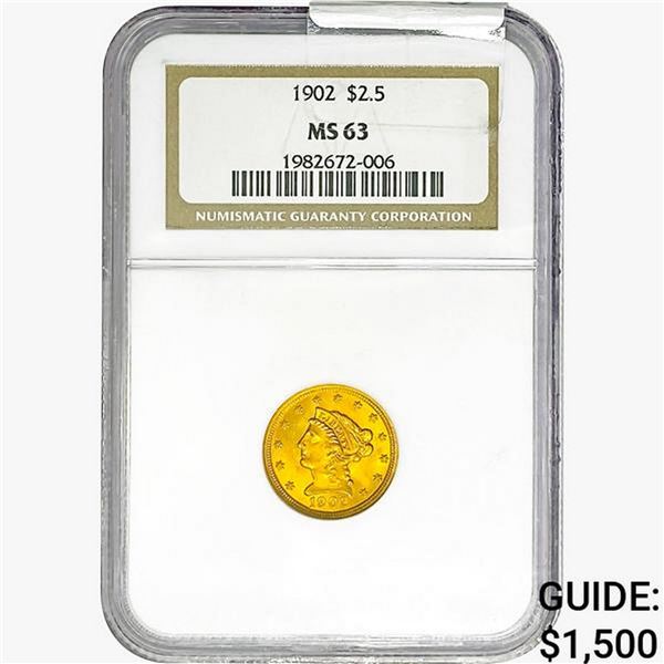 1902 $2.50 Gold Quarter Eagle NGC MS63