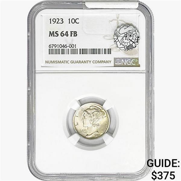 1923 Mercury Silver Dime NGC MS64 FB