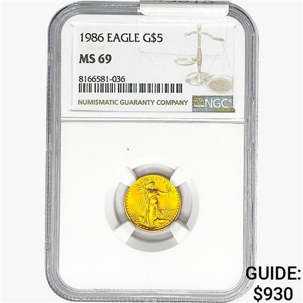 1986 1/10oz $5 AGE NGC MS69