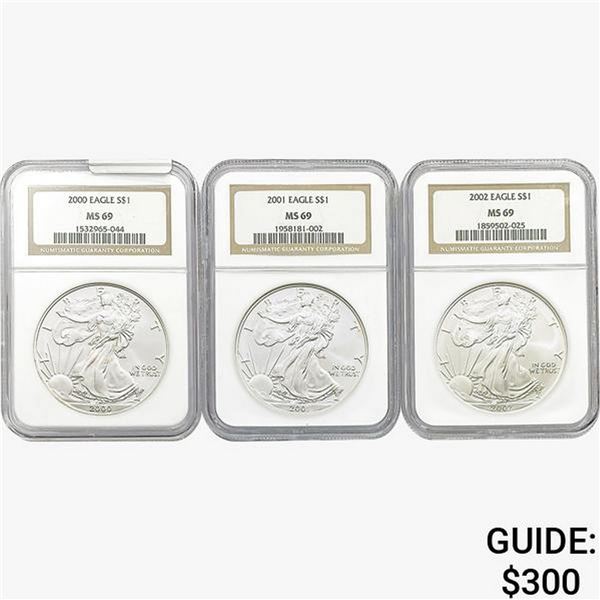 [3]2000-2002 Silver Eagle NGC MS69