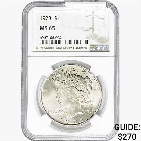 1923 Silver Peace Dollar NGC MS65