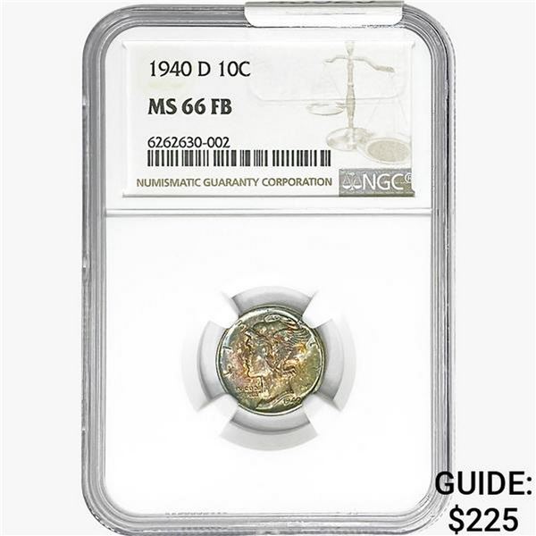 1940-D Mercury Silver Dime NGC MS66 FB