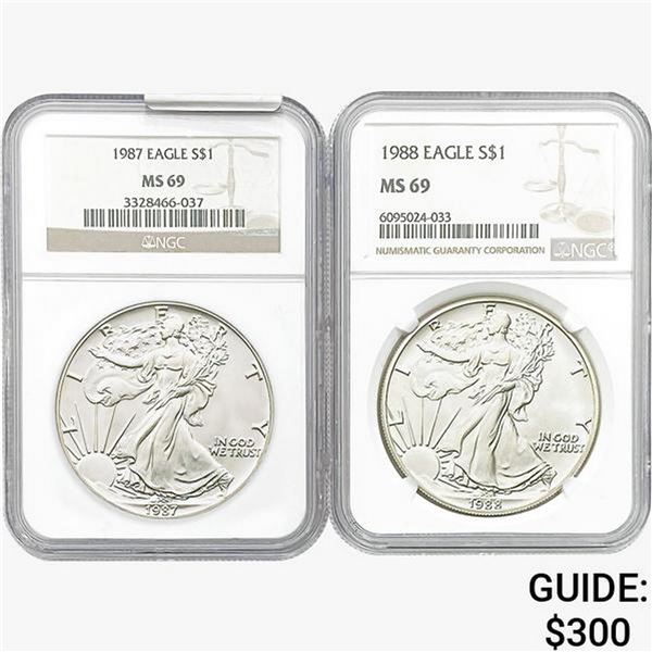 [2]1987-1988 Silver Eagle NGC MS69