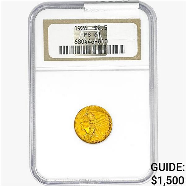 1926 $2.50 Gold Quarter Eagle NGC MS61