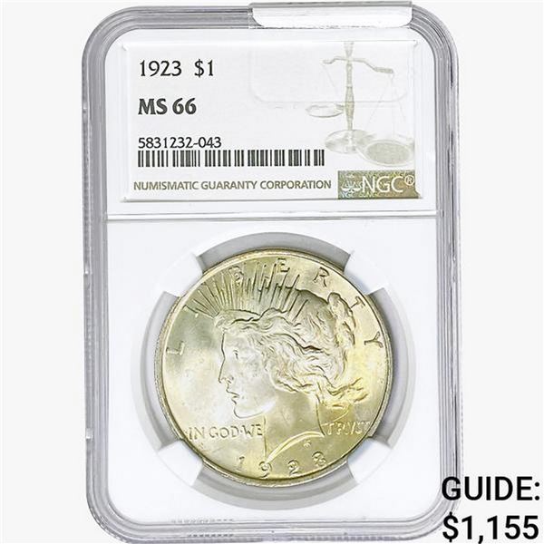 1923 Silver Peace Dollar NGC MS66
