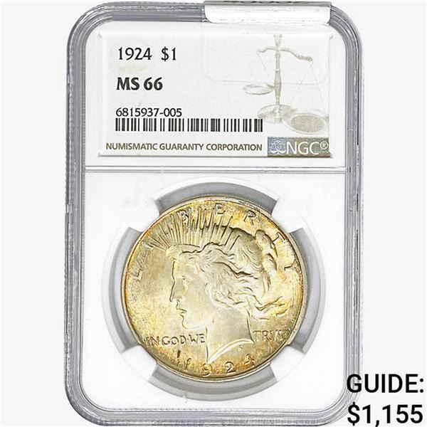 1924 Silver Peace Dollar NGC MS66