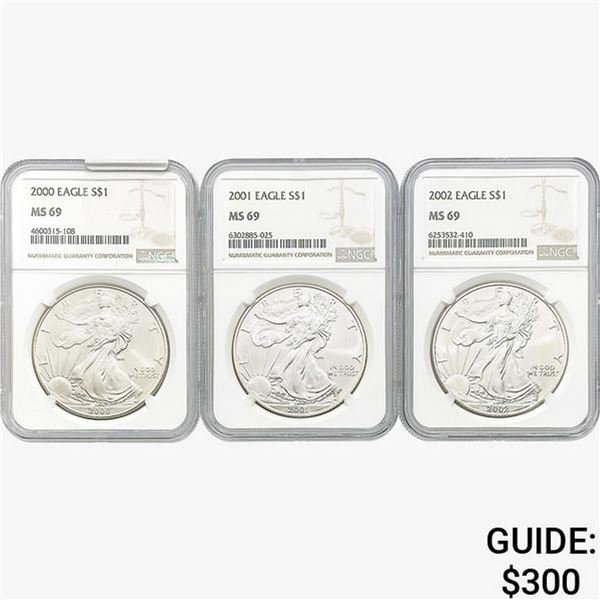 [3]2000-2002 Silver Eagle NGC MS69