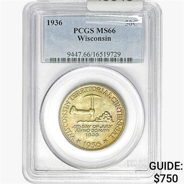 1936 Wisconsin Half Dollar PCGS MS66