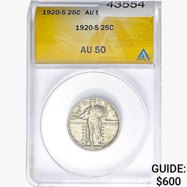 1920-S Standing Liberty Quarter ANACS AU50