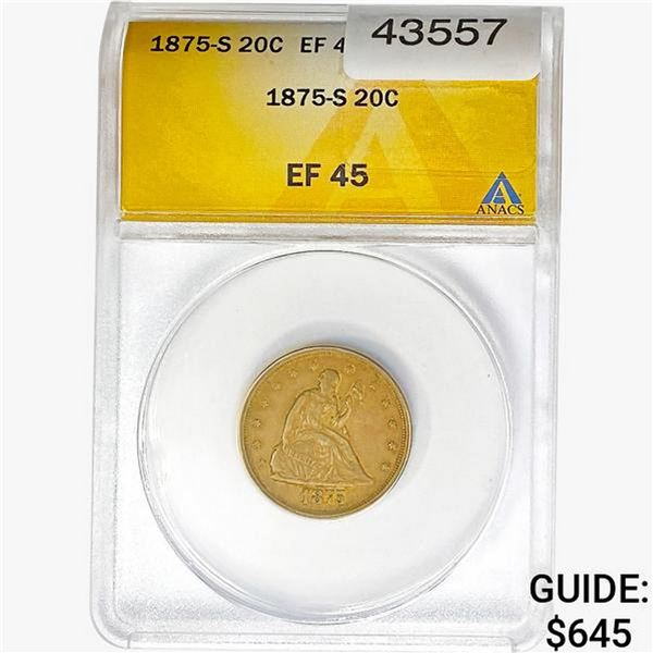 1875-S Twenty Cent Piece ANACS EF45
