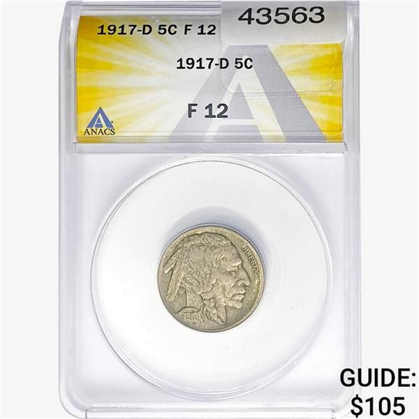1917-D Buffalo Nickel ANACS F12