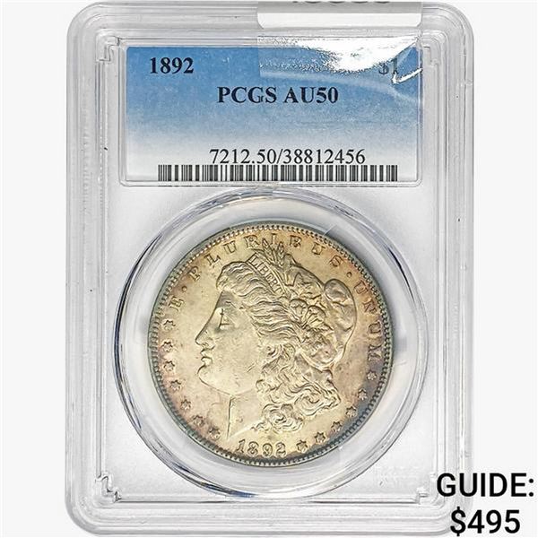 1892 Morgan Silver Dollar PCGS AU50