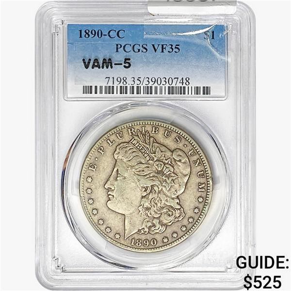 1890-CC Morgan Silver Dollar PCGS VF35 VAM-5