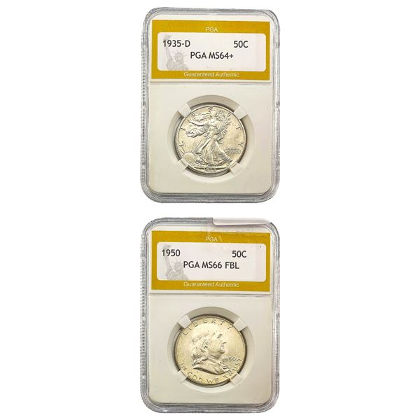[2]1935-D & 1950 Walking Lib/Franklin Halves PGA