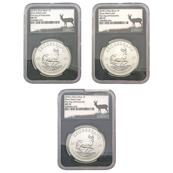 [3]2018 1oz Silver S. Africa Krugerrand PGA MS70