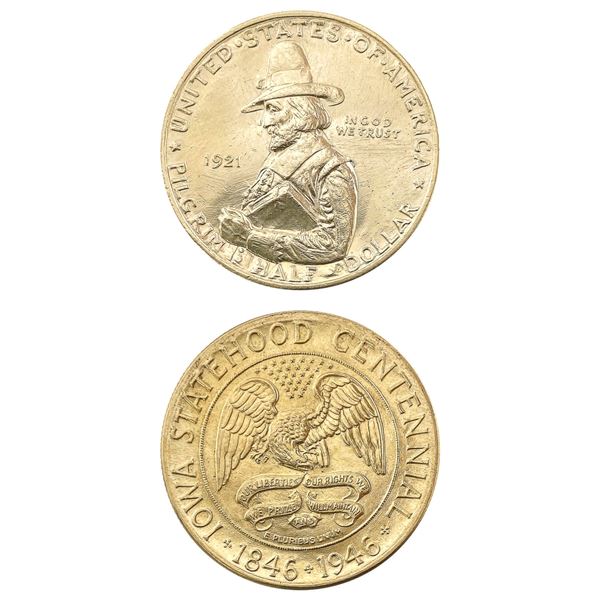 [2]1921 & 1946 Pilgrim/Iowa Commem. Half Dollars