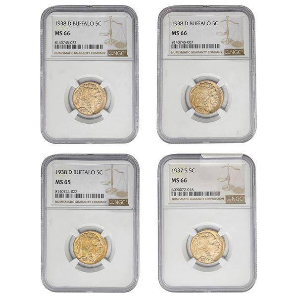 [4]1937-1938-D/S Buffalo Nickel NGC MS65-66