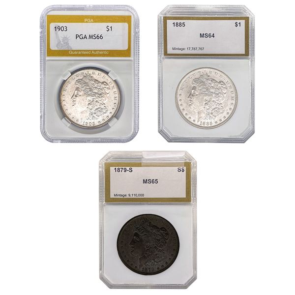 1879-1903 [3] Morgan Silver Dollar PGA/PCI MS64-66